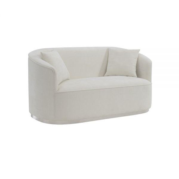 Beige Chenille Odette Loveseat Lv01918 By Acme | Mobilia Cleopatra Beige Chenille Odette Loveseat LV01918 By ACME