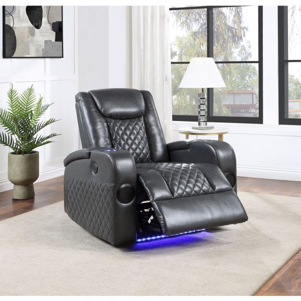 Dark Gray Leather Alair Recliner LV02460 By ACME