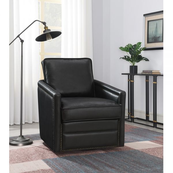Black Leather Rocha Accent Chair AC01885 By ACME
