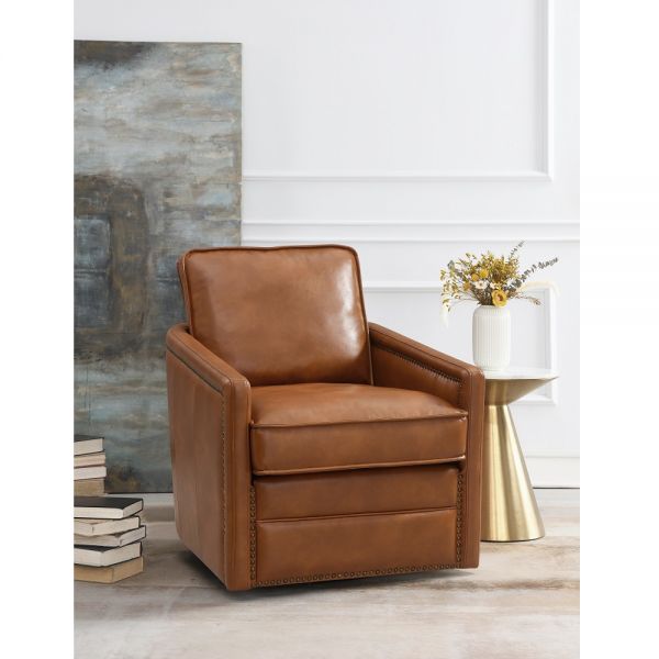Brown Leather Aire Rocha Accent Chair AC01886 By ACME