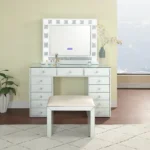 DR1000WH White Vanity with Chair By Artisan Furniture