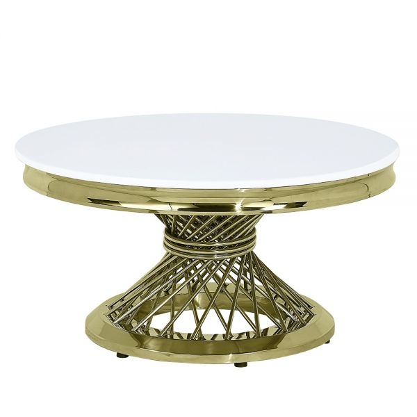 Gold Fallon Coffee Table W/Engineering Stone Top LV01957 By ACME