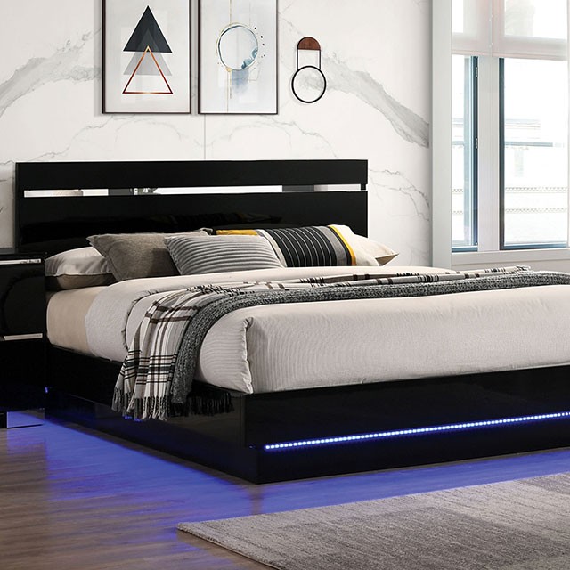 Black/Chrome ERLACH BED FOA7189 By Furniture of America 8