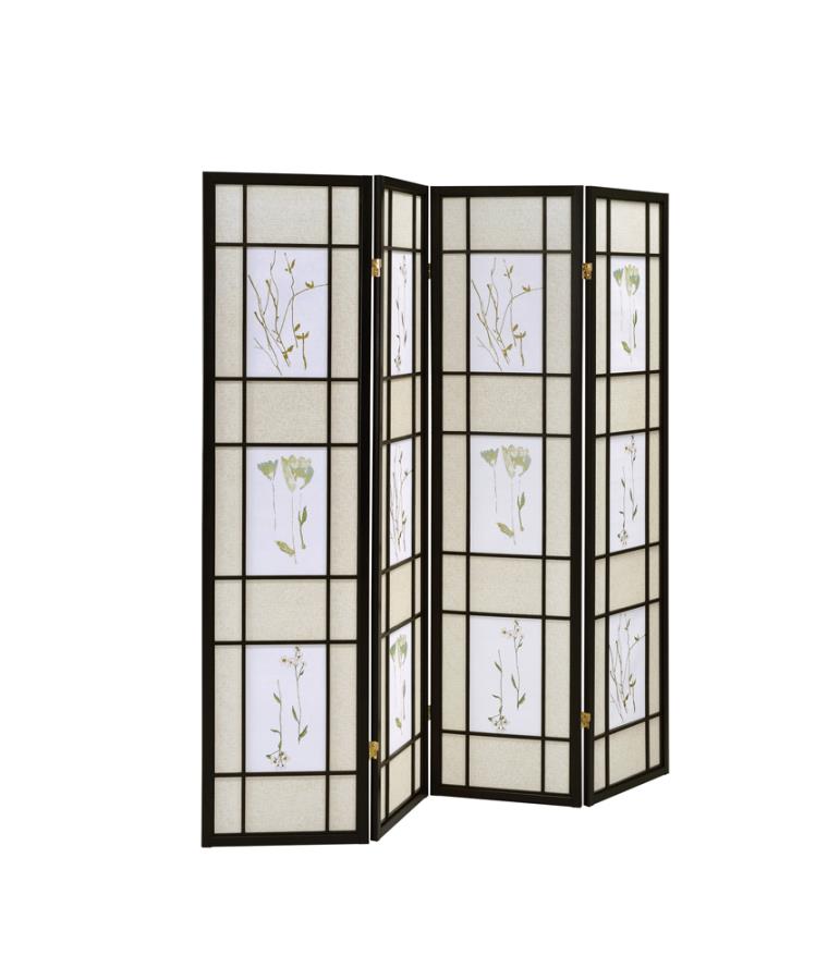 Catabella 4-panel Floral Print Folding Screen Multi-color 4407 by Coaster Furniture