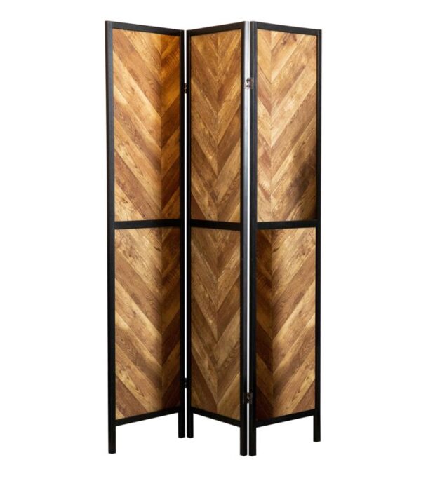 Marlene Herringbone Pattern 3-Panel Screen Rustic Tobacco and Black 962922 by Coaster Furniture 4