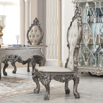 Silver Grey Brown Side Chair HD-13012-GR By Homey Design | Mobilia Cleopatra Side Chair