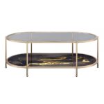 Black Marble Paint & Gold Finish Fiorella Coffee Table LV02222 By ACME Luxury Coffee Tables Mobilia Cleopatra 12 Black Marble Paint & Gold Finish Fiorella Coffee Table LV02222 By ACME 12