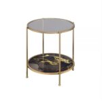 Glass, Black Marble Paint & Gold Finish Fiorella End Table LV02223 By ACME End Tables Mobilia Cleopatra 9 Glass, Black Marble Paint & Gold Finish Fiorella End Table LV02223 By ACME 9