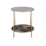 Glass, Black Marble Paint & Gold Finish Fiorella End Table LV02223 By ACME End Tables Mobilia Cleopatra 10 Glass, Black Marble Paint & Gold Finish Fiorella End Table LV02223 By ACME 10