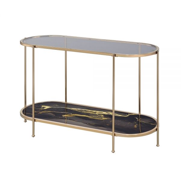Black Marble Paint & Gold Finish Fiorella Accent Table LV02224 By ACME