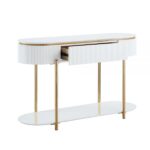 White High Gloss & Gold Finish Daveigh Accent Table LV02466 By ACME Tables & Stands Mobilia Cleopatra 13 White High Gloss & Gold Finish Daveigh Accent Table LV02466 By ACME 13