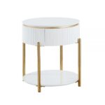 White High Gloss & Gold Daveigh End Table LV02465 By ACME End Tables Mobilia Cleopatra 11 White High Gloss & Gold Daveigh End Table LV02465 By ACME 11