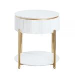 White High Gloss & Gold Daveigh End Table LV02465 By ACME End Tables Mobilia Cleopatra 12 White High Gloss & Gold Daveigh End Table LV02465 By ACME 12