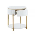 White High Gloss & Gold Daveigh End Table LV02465 By ACME End Tables Mobilia Cleopatra 13 White High Gloss & Gold Daveigh End Table LV02465 By ACME 13