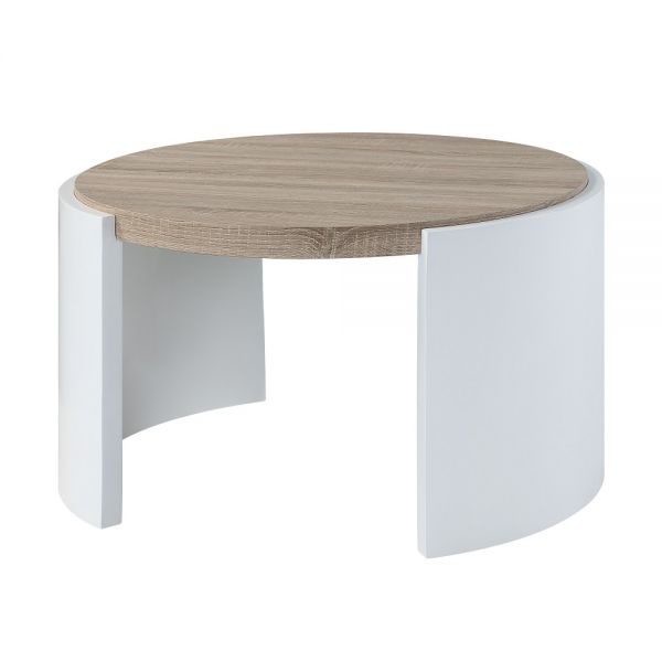 White High Gloss &Amp; Oak Zoma Coffee Table Lv02414 By Acme | Mobilia Cleopatra White High Gloss & Oak Zoma Coffee Table LV02414 By ACME