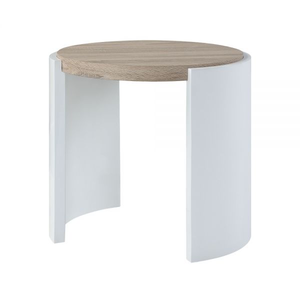 White High Gloss & Oak Zoma End Table LV02415 By ACME