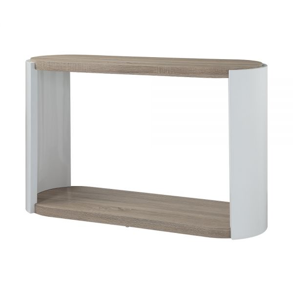 White High Gloss & Oak Zoma Accent Table LV02416 By ACME