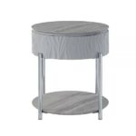 Gray High Gloss & Chrome Yukino End Table LV02412 By ACME End Tables Mobilia Cleopatra 12 Gray High Gloss & Chrome Yukino End Table LV02412 By ACME 12