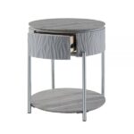 Gray High Gloss & Chrome Yukino End Table LV02412 By ACME End Tables Mobilia Cleopatra 13 Gray High Gloss & Chrome Yukino End Table LV02412 By ACME 13