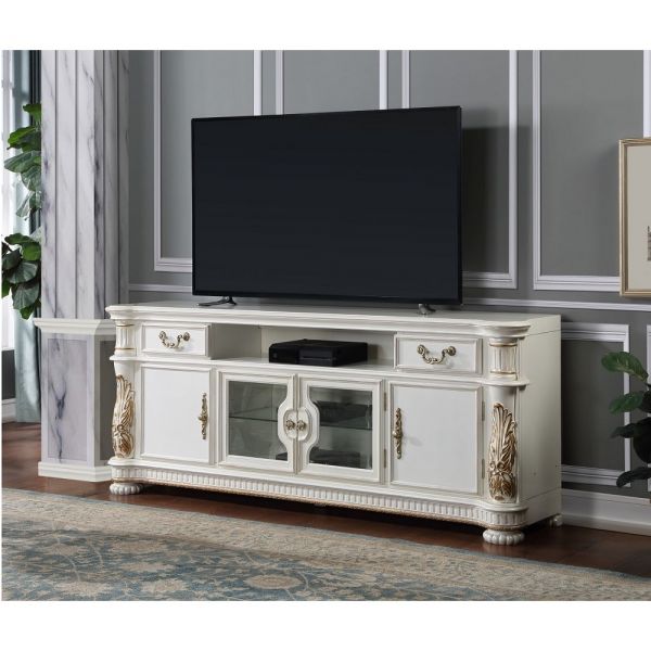 Vendome II TV Stand in Antique Pearl Finish LV01521 By ACME