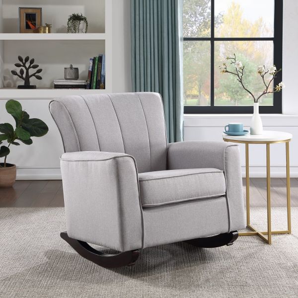 Gray Linen Denzell Rocking Chair AC02185 By ACME