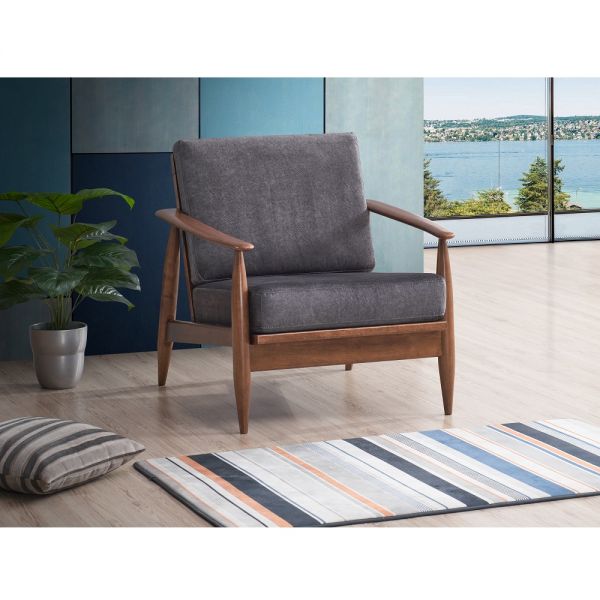 Charcoal Fabric Alisa Accent Chair Ac02377 By Acme | Mobilia Cleopatra Charcoal Fabric Alisa Accent Chair AC02377 By ACME