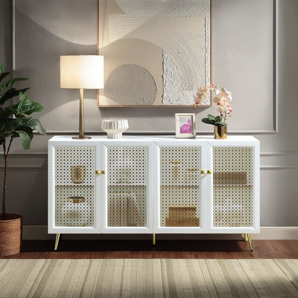 White High Gloss Gaerwn Console Table AC01939 By ACME