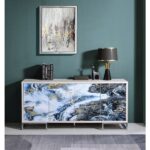 Blue Marble Paint & Chrome Finish Panti Console Table AC02345 By ACME 11