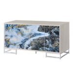 Blue Marble Paint & Chrome Finish Panti Console Table AC02345 By ACME 12