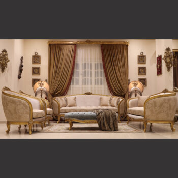 MC-113 taupe beige Neoclassic sofa set.