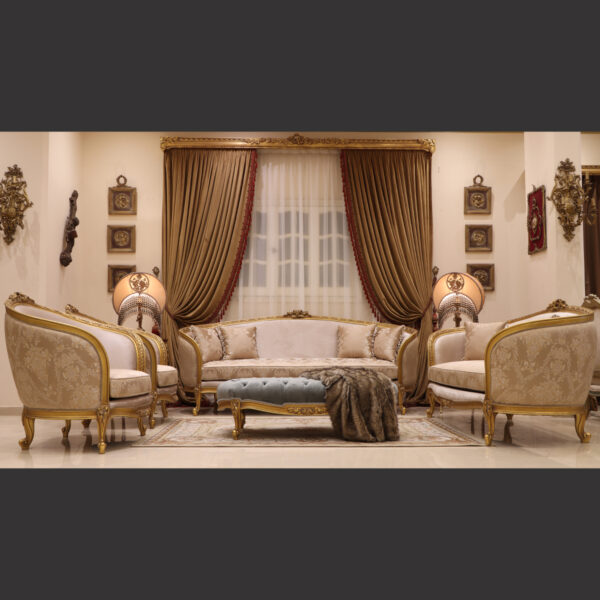 MC-113 taupe beige Neoclassic sofa set. 4