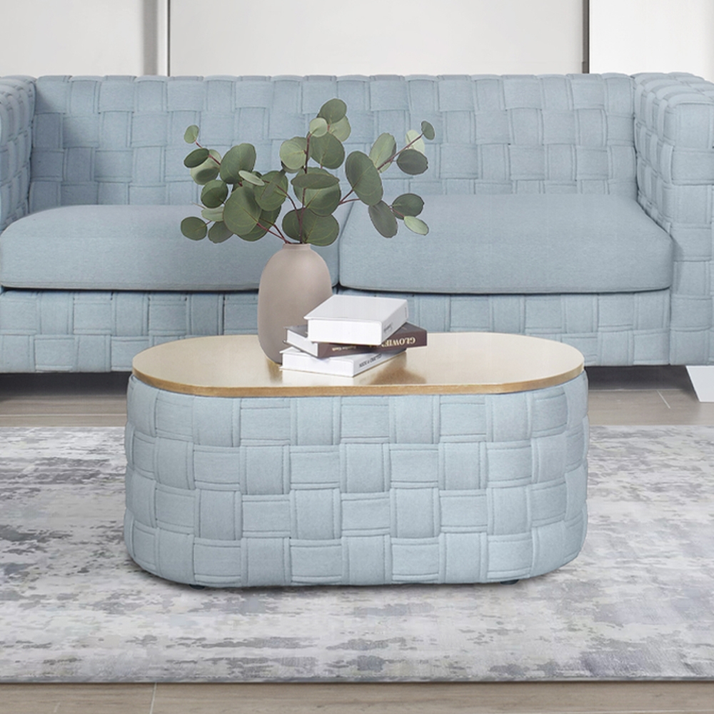 Light Teal Chenille Saree Coffee Table LV02349 By ACME