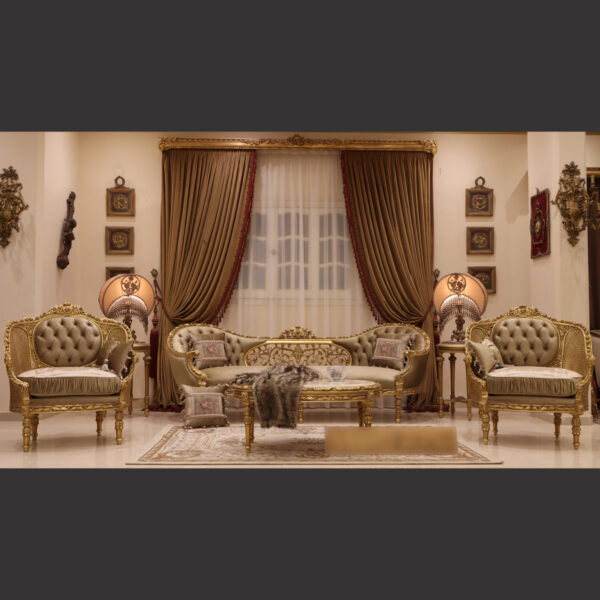 MC-112 taupe beige Baroque sofa set 4