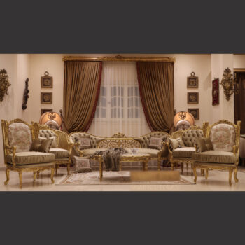 MC-121 taupe beige Baroque sofa set.
