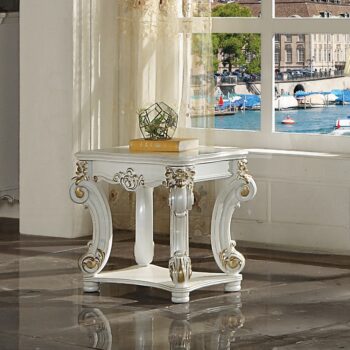 Vendome Side Table in Antique Pearl Finish LV01527 By ACME