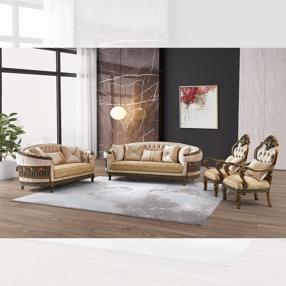 Brown Luxury Fabric Sofa Set HD-9017 By Homey Design