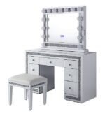 DR1002WH White Mirrored Vanity With Stool By Artisan Furniture 17