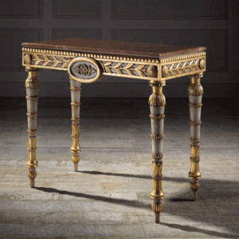 Veneto Side Table Finish: Pompeii White/Gold on Wood; Top: Alicante Red Marble