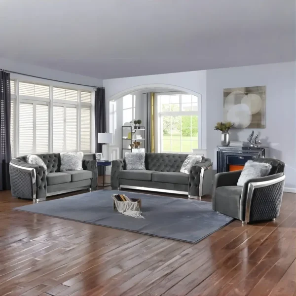 8019 Modern Velvet Sofa Set by Artisan Furniture - Image 2