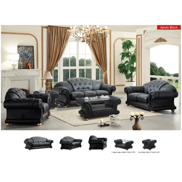 Apolo Black Living Room Set By ESF Furniture - Image 6