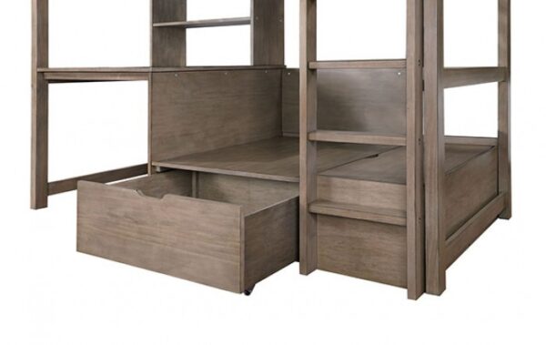 Callistus Twin/Workstation Youth Loft Bed With Desk CM-BK828GY By Furniture Of America 7