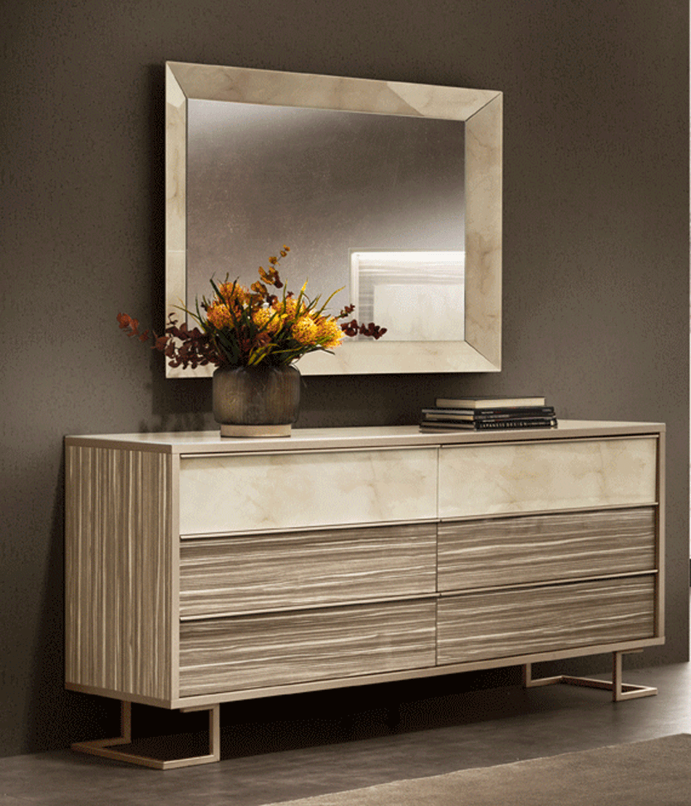 High Gloss Lacquer Luce Double Dresser/Mirror p13209 By ESF Furniture