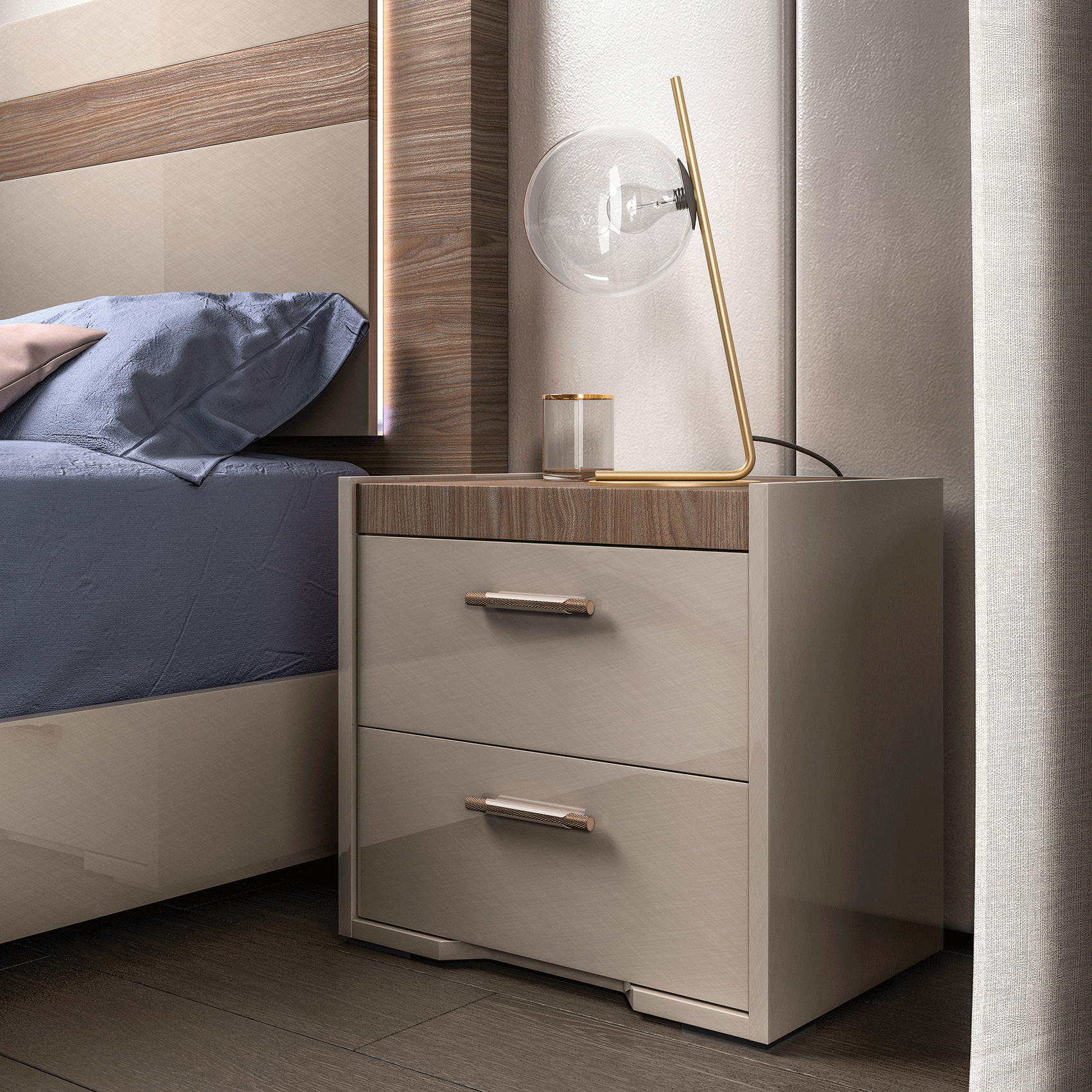 High Gloss Lacquer Nora Nightstand i38738 By ESF Furniture