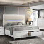 Pearl White Tarian Bed W/Led & Storage By ACME 15