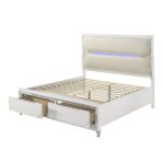 Pearl White Tarian Bed W/Led & Storage By ACME 16