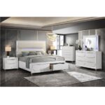 Pearl White Tarian Bed W/Led & Storage By ACME 20