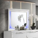 Pearl White Tarian Mirror W/Led BD02319 By ACME Luxury Bedroom Dressers & Mirrors Mobilia Cleopatra 9 Pearl White Tarian Mirror W/Led BD02319 By ACME 9