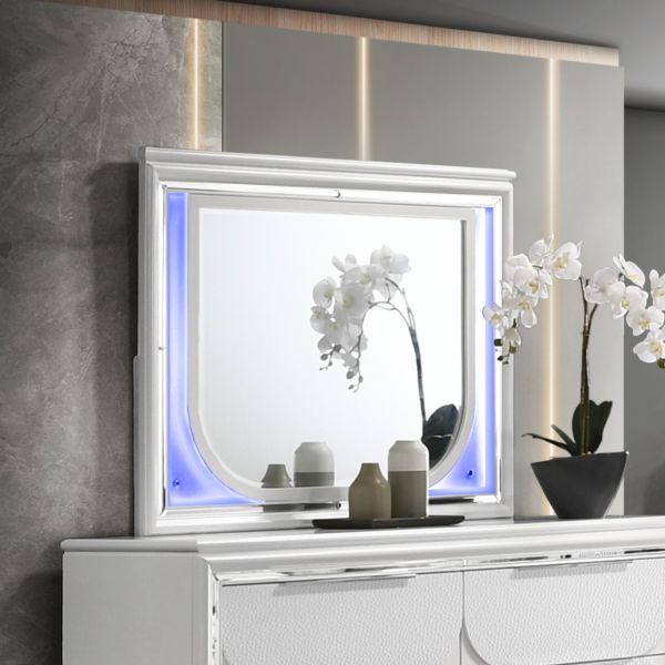 Pearl White Tarian Mirror W/Led BD02319 By ACME
