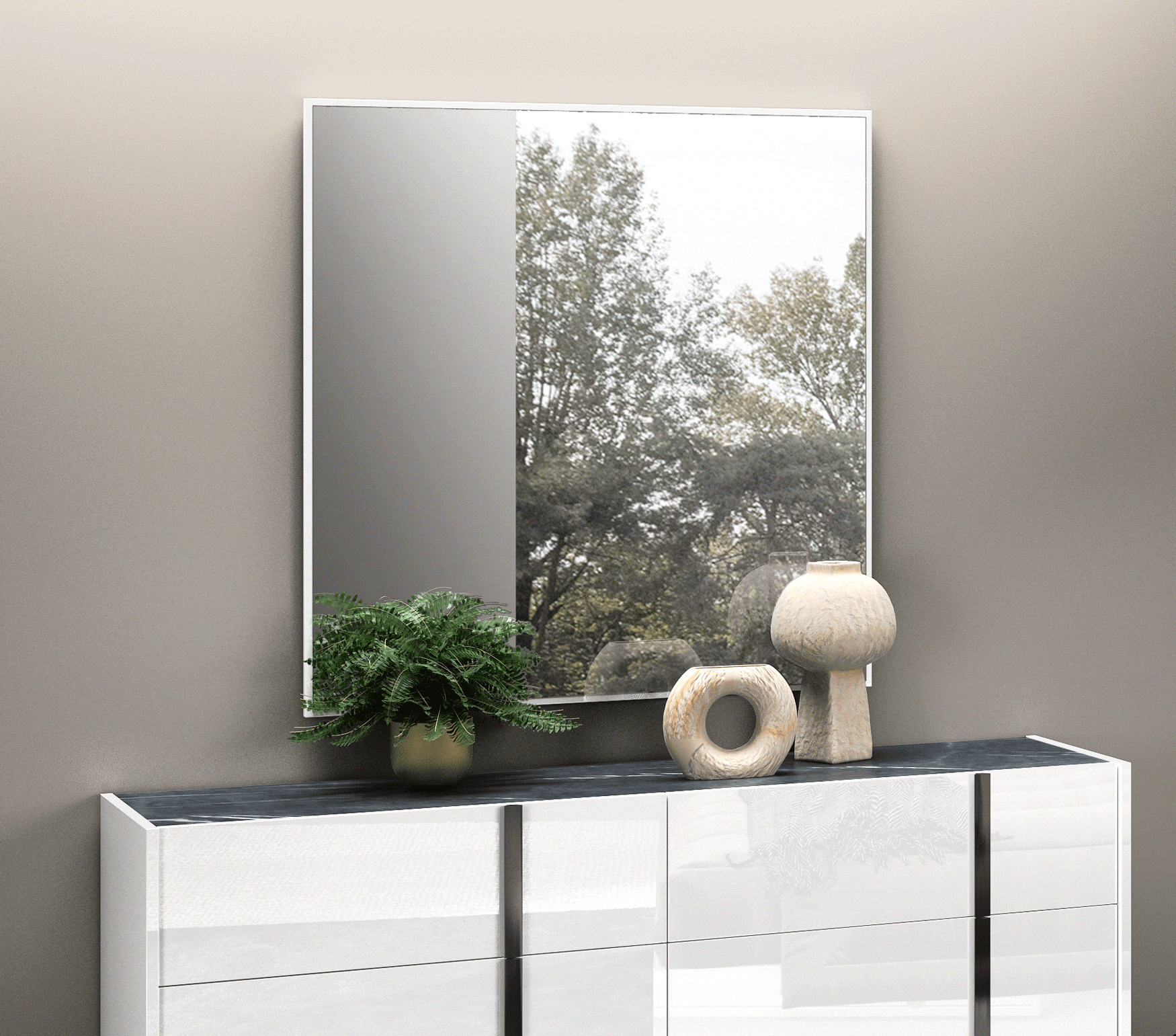 High Gloss Lacquer Bianca Marble Mirror i38452 By ESF Furniture