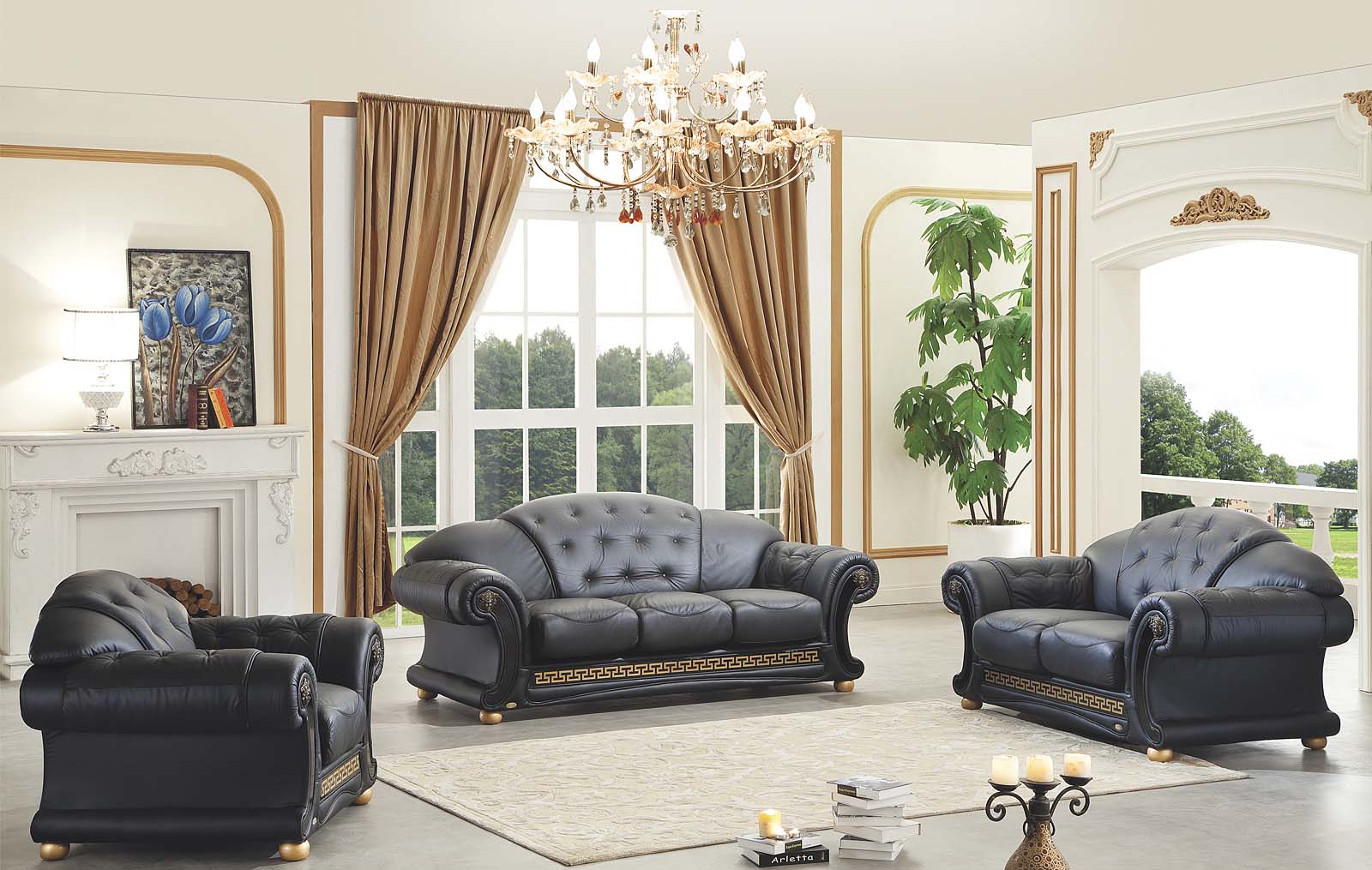 Apolo Black Living Room Set p9139 By ESF Furniture